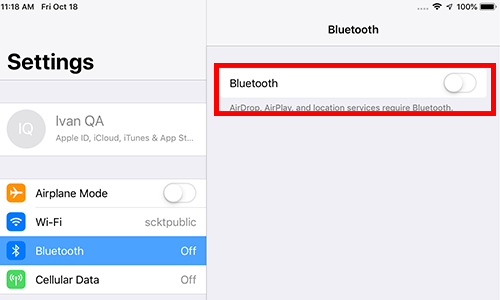 iOS bluetooth off