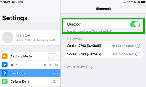 iOS bluetooth on